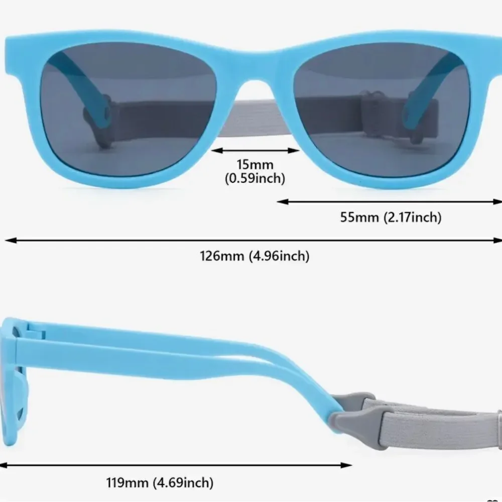 New baby toddler polarized sunglasses, strap 0-24 months